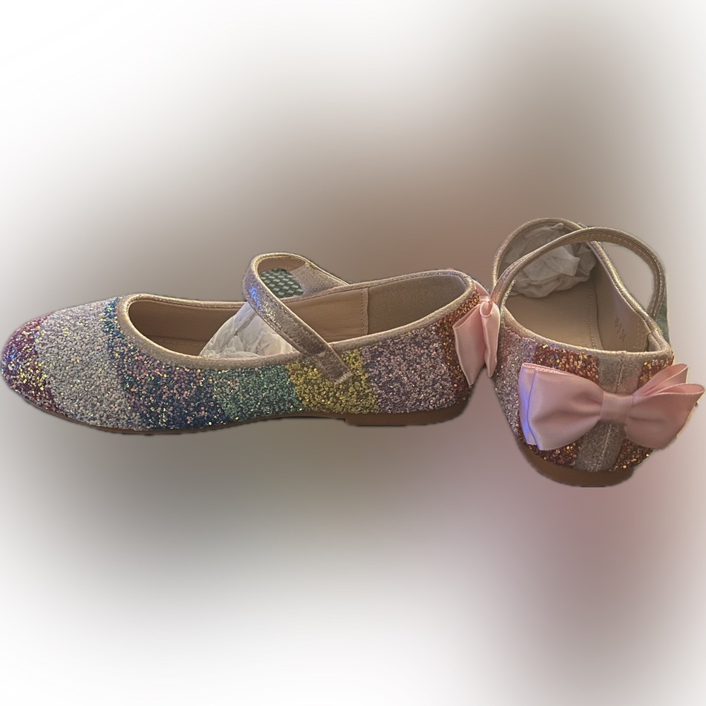 Litttle girl rainbow glitter shoes